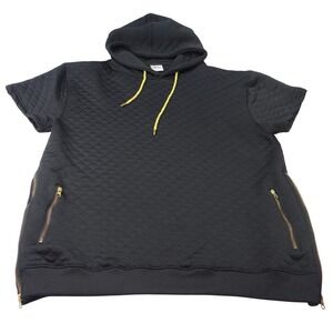 Henry & William Black Quilted Short Sleeve Hoodie Mens 5XL Zipper Pockets